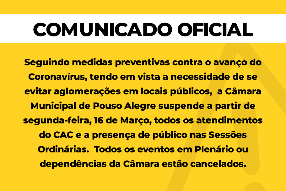 Imagem 1 da notícia: COMUNICADO OFICIAL - CORONAVÍRUS